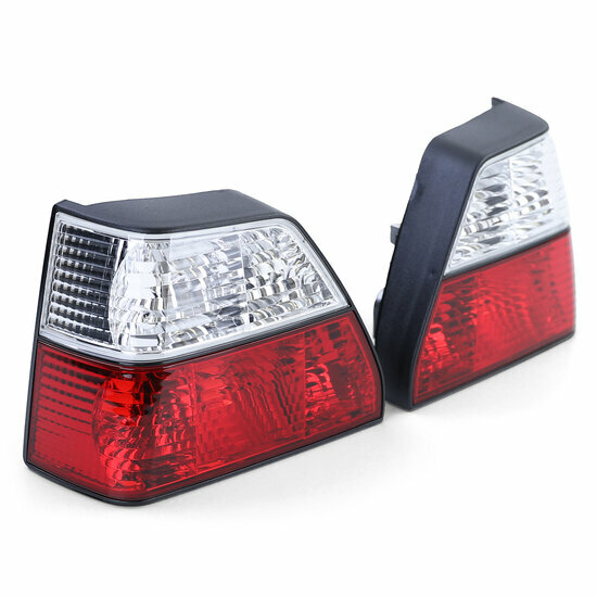 Achterlichten rood / wit kristal passend voor VW Golf 2