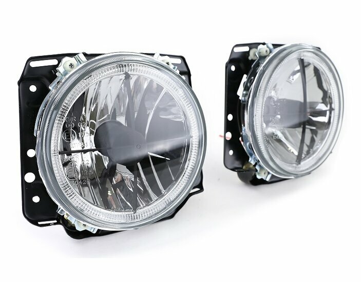 Heldere koplampen met angel eyes passend voor VW Golf 2 