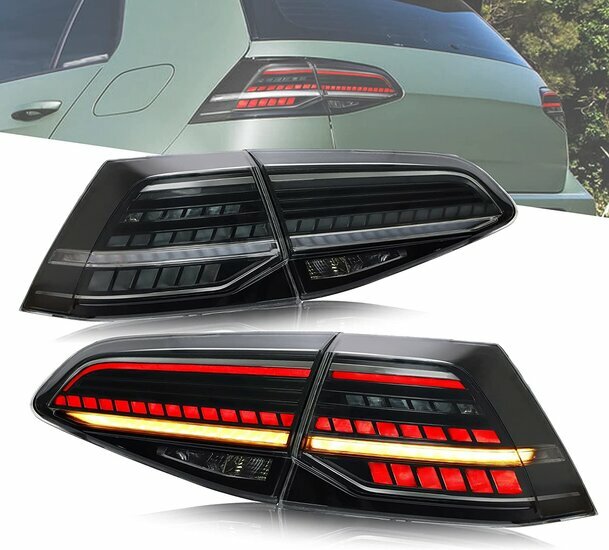 Achterlichten LED smoke met dynamic knipperlicht passend voor VW Golf 7 en Golf 7.5