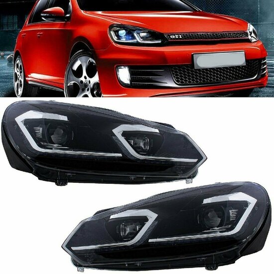 LED koplampen chroom passend voor VW Golf VI model 2008 - 2012