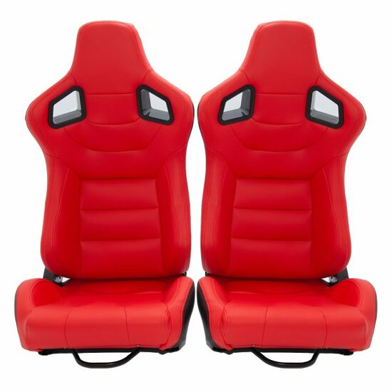 Universele race stoelen rood met slider