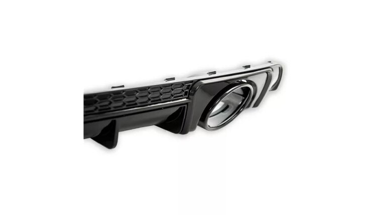 Glanzend zwarte diffuser inclusief glanzend zwarte sierstukken passend voor Audi TT met standaard bumper