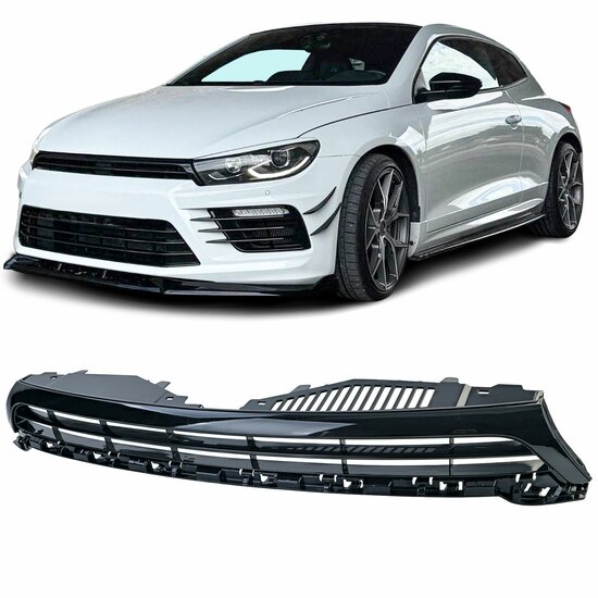 Glanzend zwarte gril passend voor VW Scirocco model 2014 - 2017 facelift 