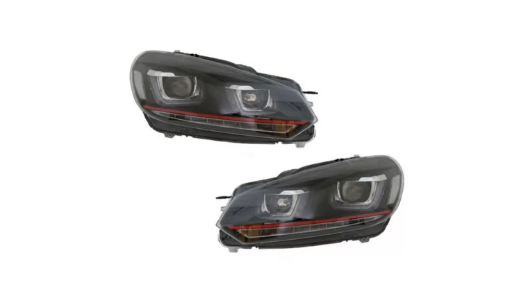 Koplampen redline passend voor VW Golf 6 met halogeen verlichting model 2008 - 2014