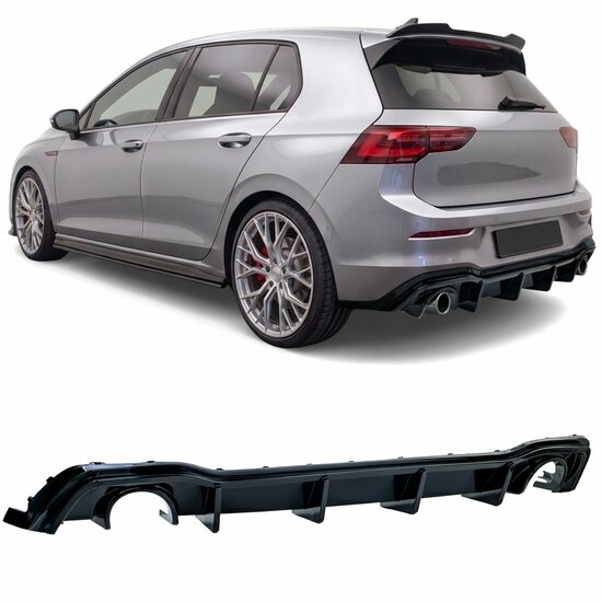 Glanzend zwarte performance look diffuser passend voor VW Golf 8 GTI model 2019 - 2023