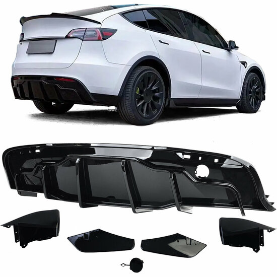 Glanzend zwarte performance diffuser passend voor Tesla Model Y