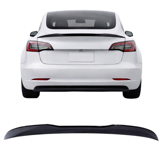 Glanzend zwarte kofferklep spoiler passend voor Tesla Model 3 model 2017 - 2023 versie 2