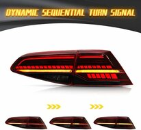 Achterlichten LED rood met dynamic knipperlicht passend voor Volkswagen Golf 7 en Golf 7.5