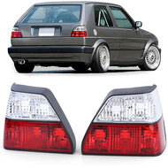 Achterlichten rood / wit kristal passend voor VW Golf 2