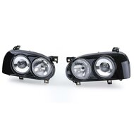 DE dubbele koplampen zwart passend voor VW Golf 3 model 1991 - 1997