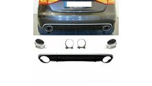 Diffuser glanzend zwart met uitlaatsierstukken passend voor Audi A4 B8 model 2008 - 2011