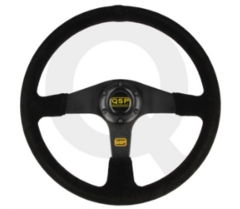 QSP sportstuur suède vlak 380 mm zwart