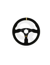 QSP Sportstuur suède vlak 350 mm zwart