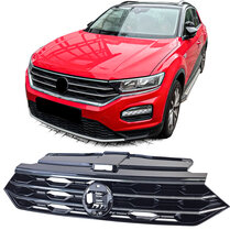 Glanzend zwarte grill met chromen accenten passend voor Volkswagen T-Roc model vanaf 2017
