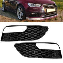 Glanzend zwarte honingraat grillen passend voor Audi A3 84 model 2012 - 2015 met standaard voorbumper