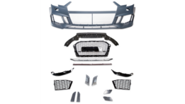 Sport look bumper passend inclusief glanzend zwarte honingraat grill passend voor Audi A3 8V facelift model 2016 - 2019 met parkeersensoren