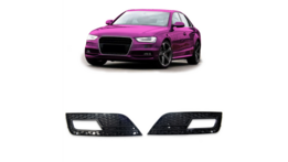 Glanzend zwarte covers mistlampen passend voor Audi A4 B8 8K facelift model 2011 - 2015 met standaard voorbumper
