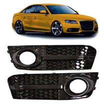 Glanzend zwarte covers mistlampen passend voor Audi A4 B8 8K model 2008 - 2012 met standaard voorbumper